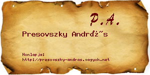 Presovszky András névjegykártya